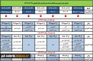 جدول زمان بندی ترمیم انتخاب واحد نیمسال اول سالتحصیلی ۱۴۰۳-۱۴۰۲